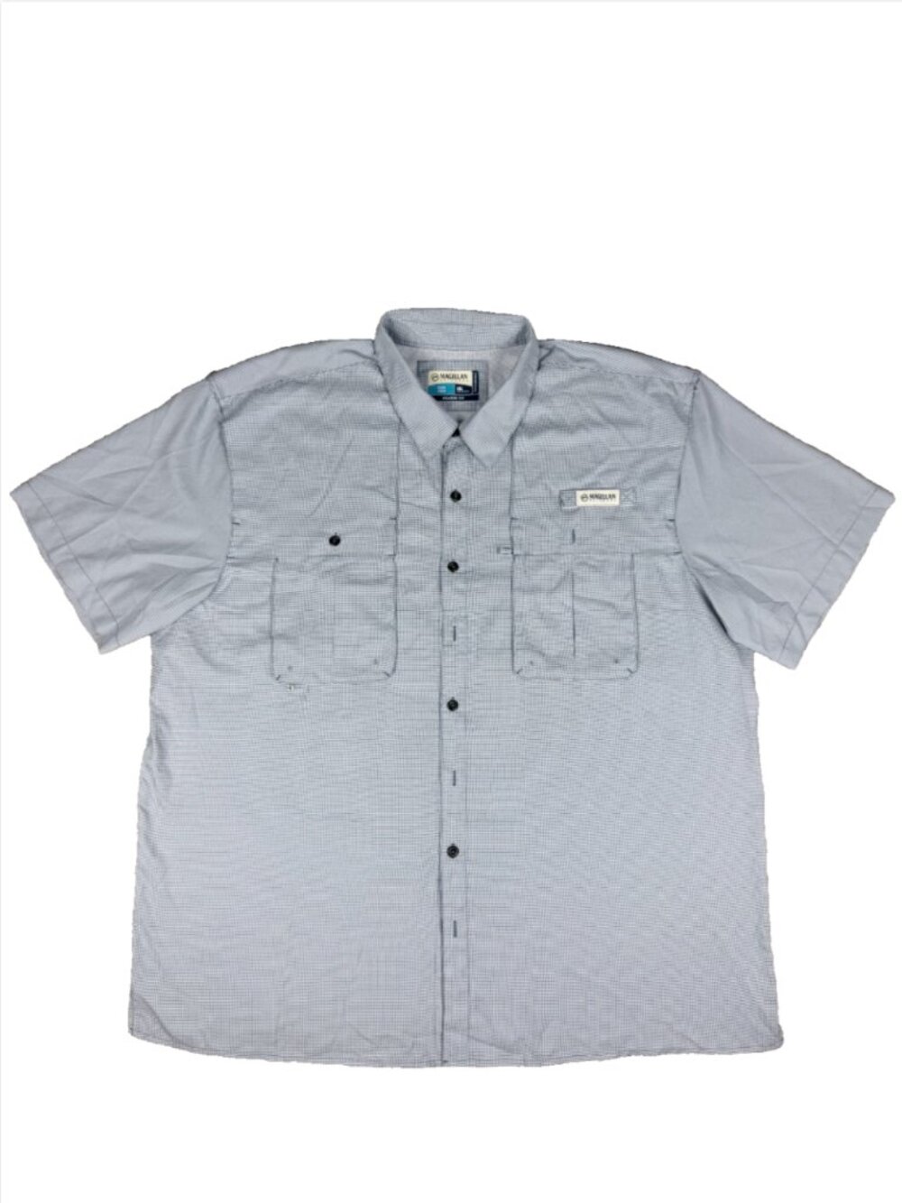 Magellan Fishing Shirt Men's Size 2XL Vented Blue/White Relaxed Fit